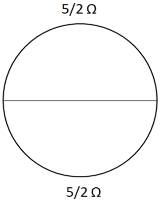 A wire of resistance 5  is bent in the form of a closed circle. Find the resistance across the diameter of the circle