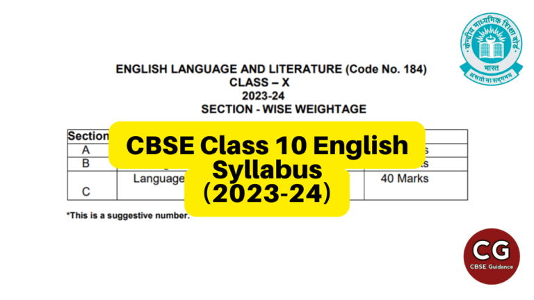 CBSE Class 10 English Language and Literature Syllabus 2023-24: Key ...