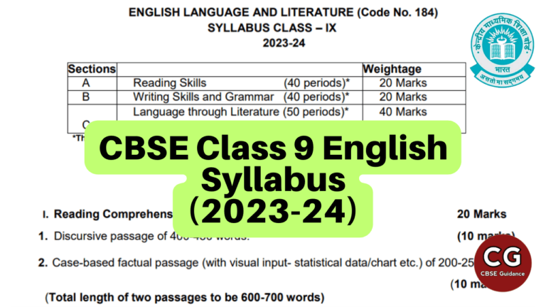 CBSE Class 9 English Language & Literature Syllabus [2023-24]: Topics ...