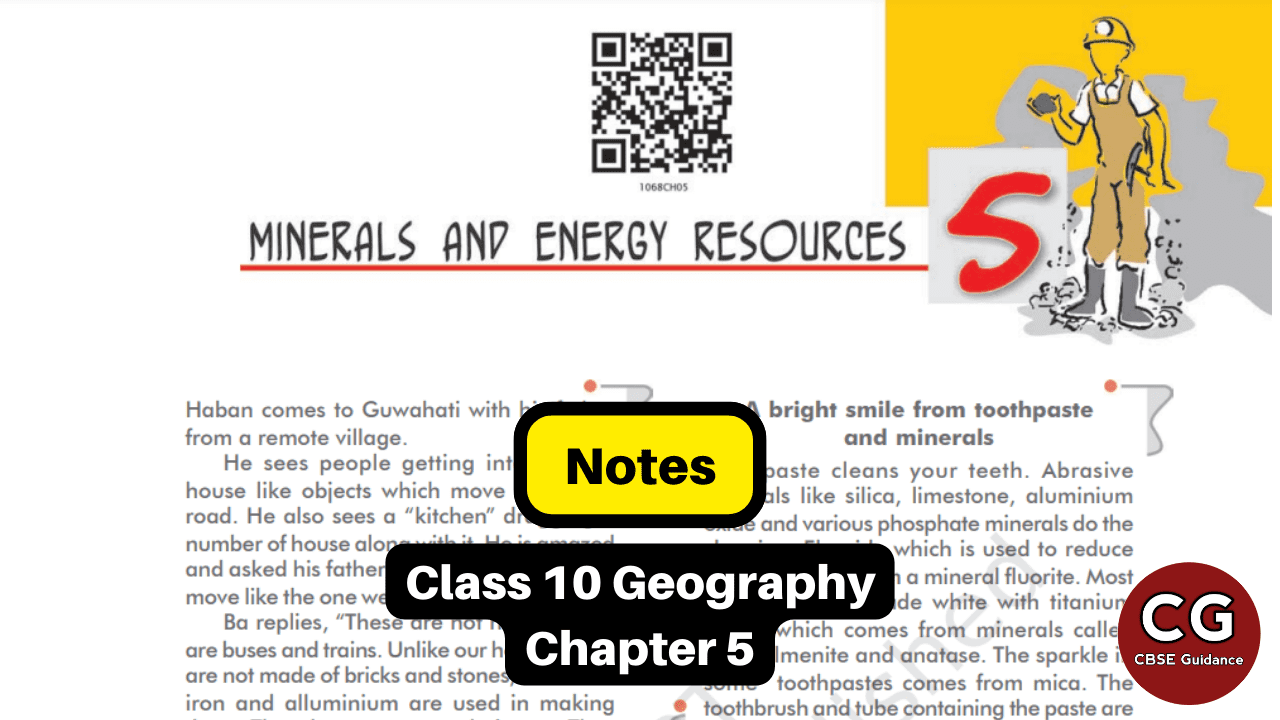 CBSE Minerals And Energy Resources Class 10 Mind Map For Chapter 5 Of