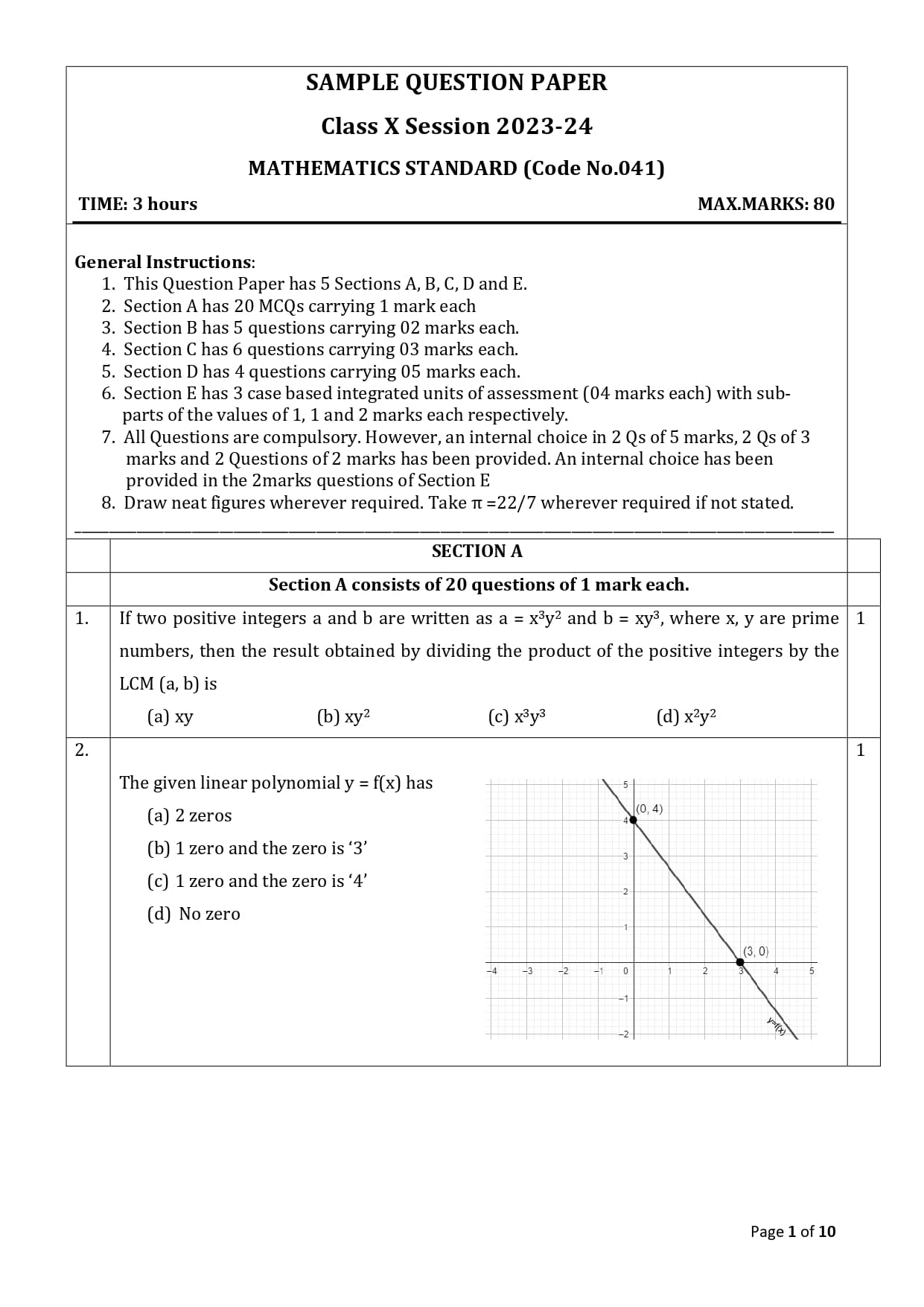 abta test paper 2025 class 10 maths solutions page 23