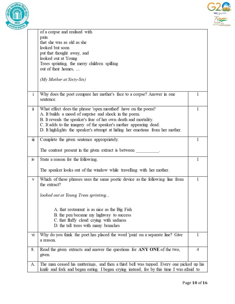 Class 12 English Additional Sample Question Paper 2023-24 10