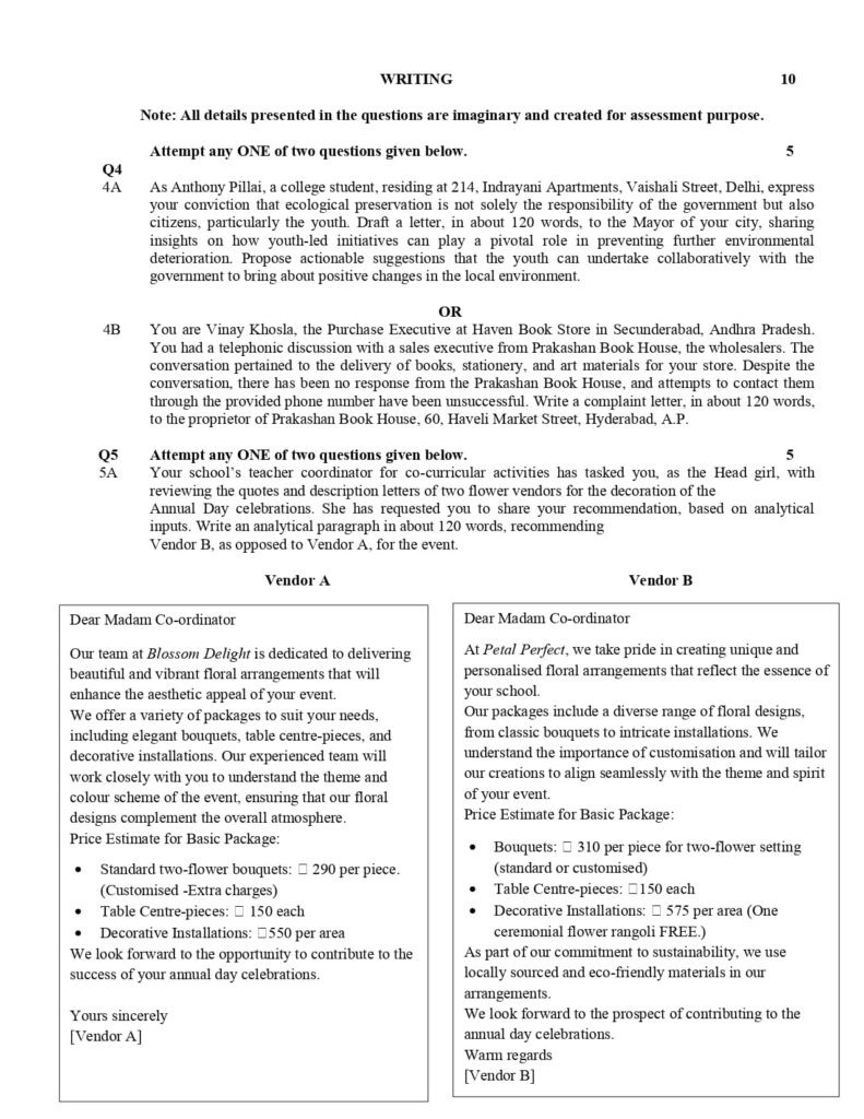 CBSE Class 10 English Additional Sample Paper 2023-24 6
