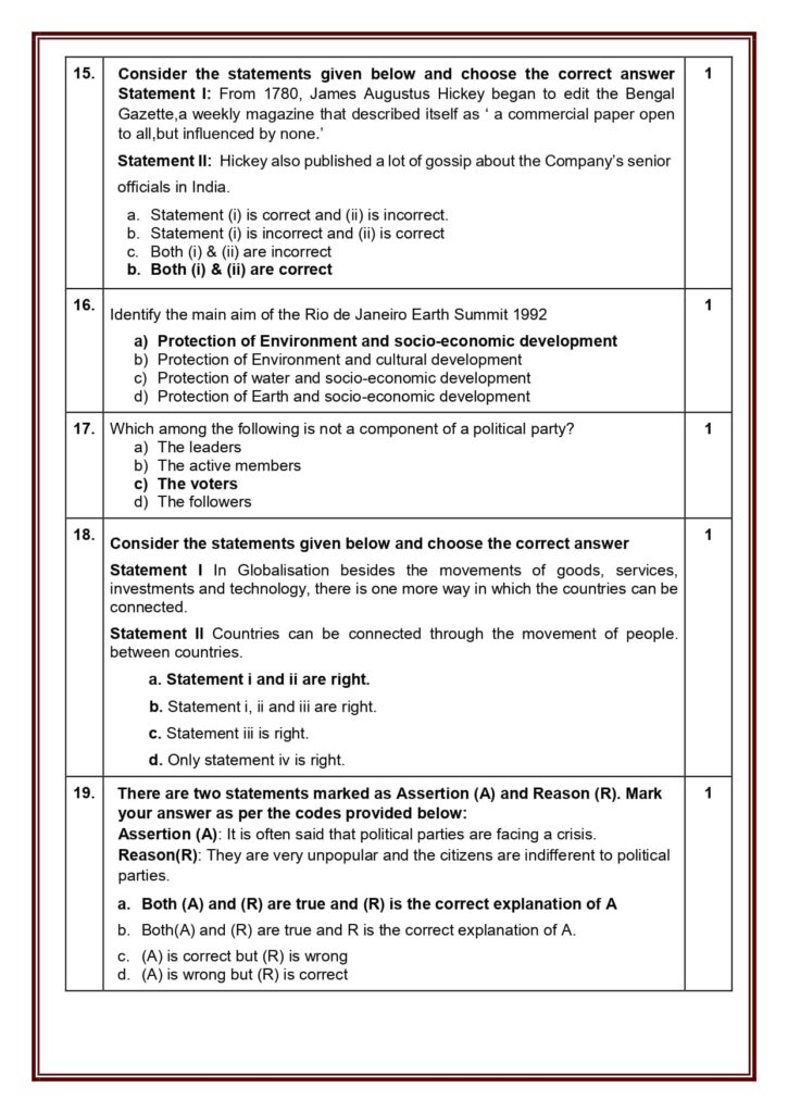 Class 10 Social Science Additional Sample Question Paper Solutions 2023-24 6