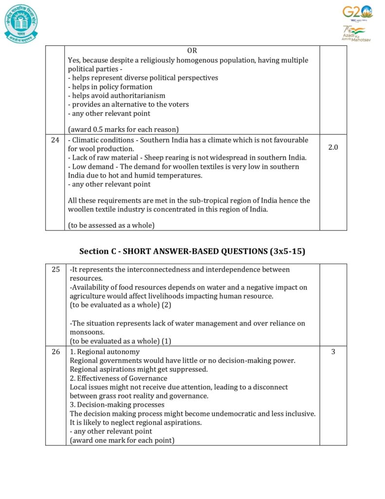Class 10 Social Science Sample Question Paper Solution 2023-24 3