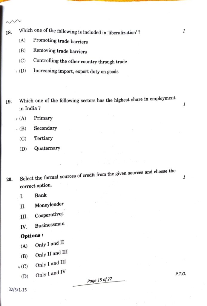 cbse class 10 sst exam answer key 07/03/2024