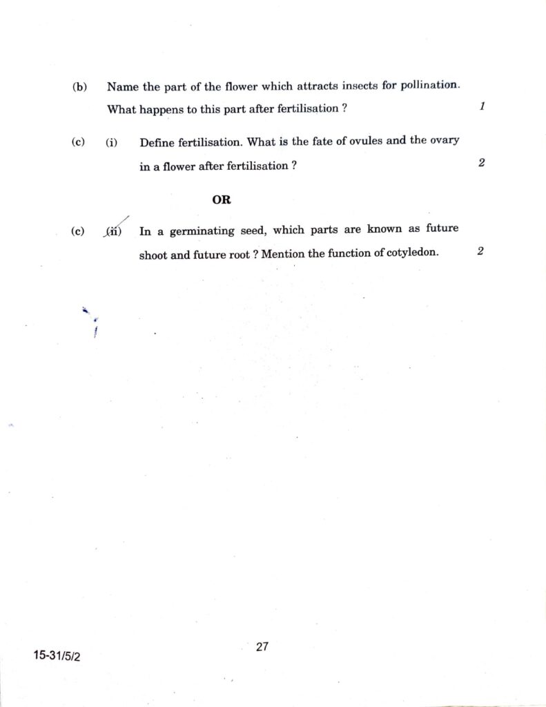 CBSE Class 10 Science Exam 2024 Question Paper and Solutions answer key
