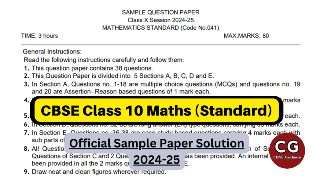 Class 10 Maths Sample Paper 2024-25 Solved